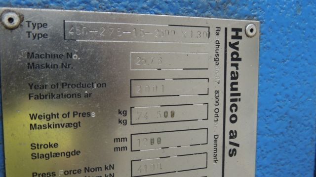 2001 HYDRAULICO 450-275-15-2500X1300 Hydraulic Presses | Timco, Inc.